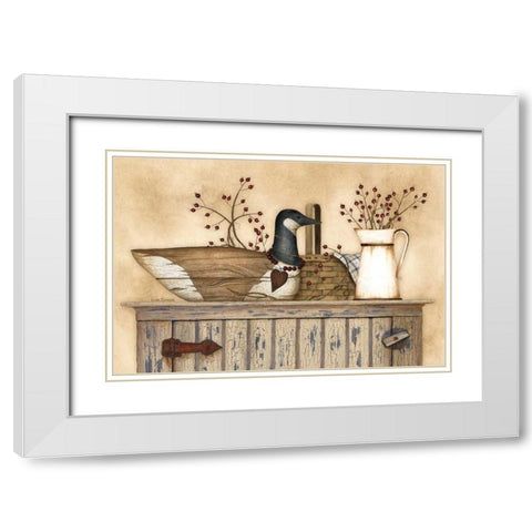 Duck and Berry Still Life White Modern Wood Framed Art Print with Double Matting by Spivey, Linda