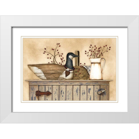 Duck and Berry Still Life White Modern Wood Framed Art Print with Double Matting by Spivey, Linda