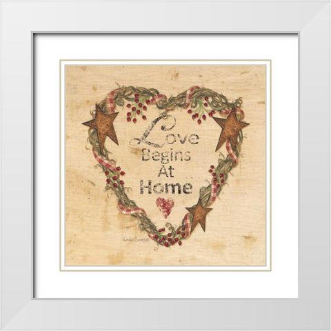 Love Begins at Home White Modern Wood Framed Art Print with Double Matting by Spivey, Linda