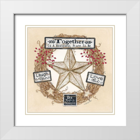 Barn Star Wreath White Modern Wood Framed Art Print with Double Matting by Spivey, Linda