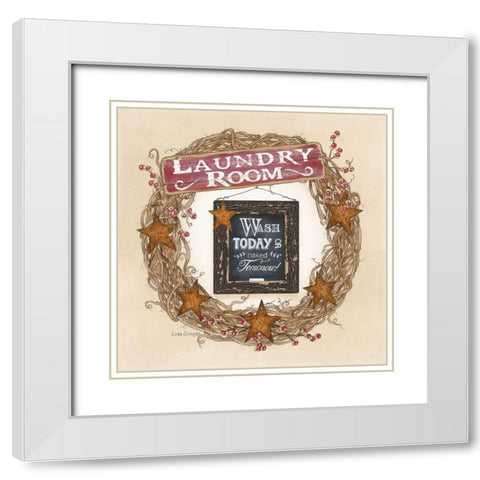 Laundry Room Wreath White Modern Wood Framed Art Print with Double Matting by Spivey, Linda