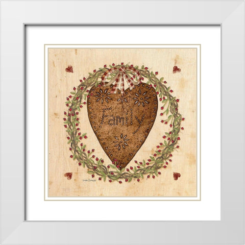 Punched Tin Heart on Wreath White Modern Wood Framed Art Print with Double Matting by Spivey, Linda