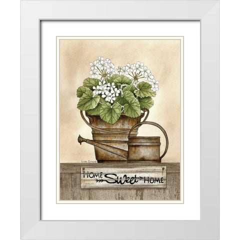 Home Sweet Home Geraniums White Modern Wood Framed Art Print with Double Matting by Spivey, Linda