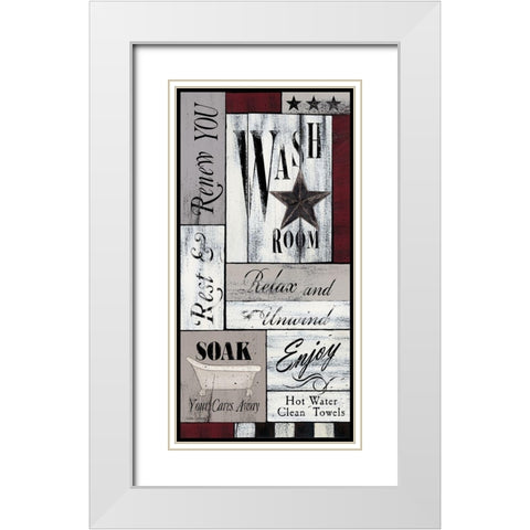 Soak Your Cares Away White Modern Wood Framed Art Print with Double Matting by Spivey, Linda
