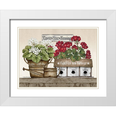 Count Your Blessings Geraniums White Modern Wood Framed Art Print with Double Matting by Spivey, Linda