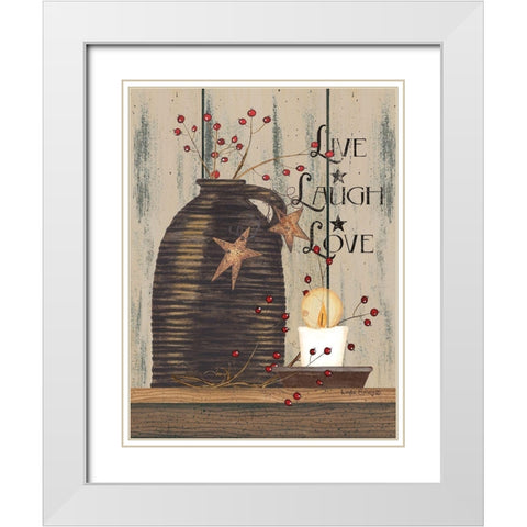 Live Laugh Love White Modern Wood Framed Art Print with Double Matting by Spivey, Linda