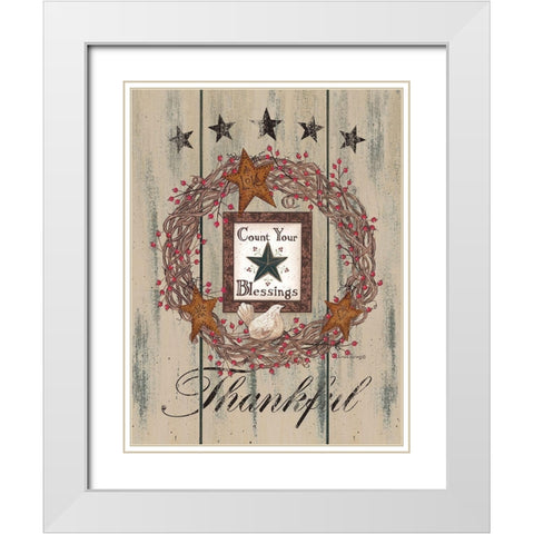 Count Your Blessings White Modern Wood Framed Art Print with Double Matting by Spivey, Linda