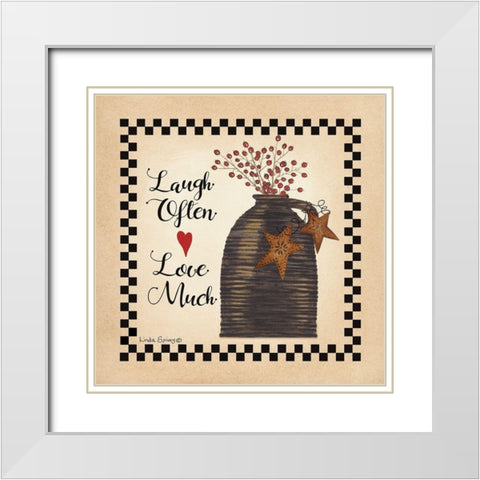 Laugh Often White Modern Wood Framed Art Print with Double Matting by Spivey, Linda