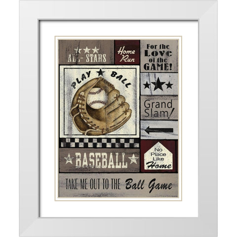 Baseball All Stars White Modern Wood Framed Art Print with Double Matting by Spivey, Linda