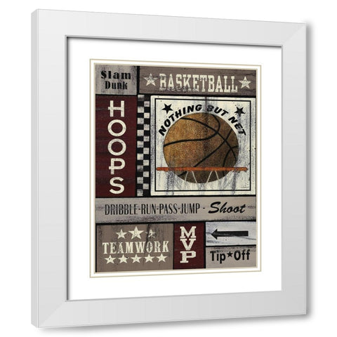 Basketball Hoops White Modern Wood Framed Art Print with Double Matting by Spivey, Linda