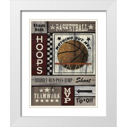 Basketball Hoops White Modern Wood Framed Art Print with Double Matting by Spivey, Linda