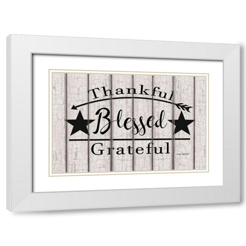 Blessed Thankful Grateful    White Modern Wood Framed Art Print with Double Matting by Spivey, Linda