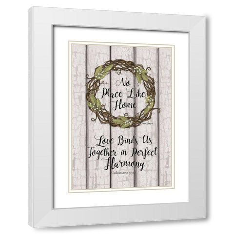 Leaf Wreath    White Modern Wood Framed Art Print with Double Matting by Spivey, Linda