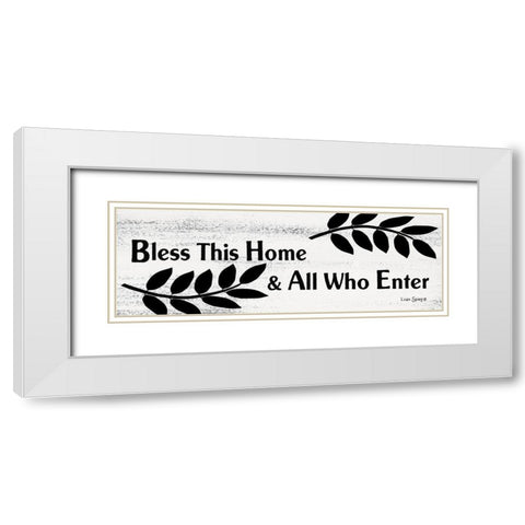 Bless This Home  White Modern Wood Framed Art Print with Double Matting by Spivey, Linda