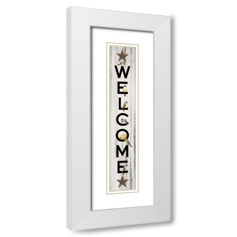 Welcome Birds White Modern Wood Framed Art Print with Double Matting by Spivey, Linda