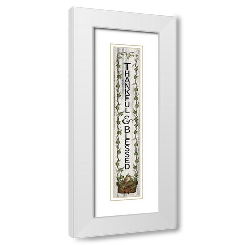 Thankful And Blessed White Modern Wood Framed Art Print with Double Matting by Spivey, Linda