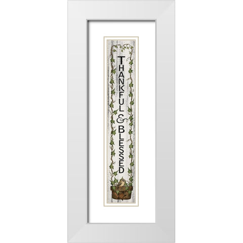 Thankful And Blessed White Modern Wood Framed Art Print with Double Matting by Spivey, Linda