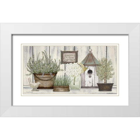 Collection of Herbs White Modern Wood Framed Art Print with Double Matting by Spivey, Linda