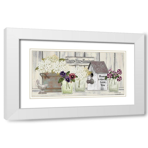 Farmhouse Flowers White Modern Wood Framed Art Print with Double Matting by Spivey, Linda