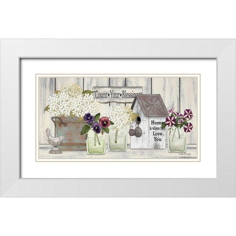 Farmhouse Flowers White Modern Wood Framed Art Print with Double Matting by Spivey, Linda