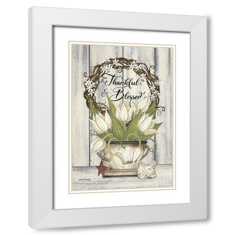 Thankful And Blessed White Modern Wood Framed Art Print with Double Matting by Spivey, Linda