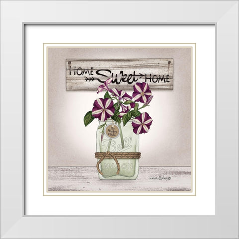 Petunias in Jar White Modern Wood Framed Art Print with Double Matting by Spivey, Linda
