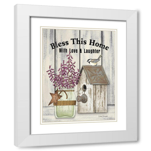 Bless This Home White Modern Wood Framed Art Print with Double Matting by Spivey, Linda