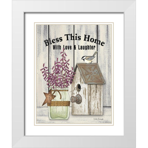 Bless This Home White Modern Wood Framed Art Print with Double Matting by Spivey, Linda