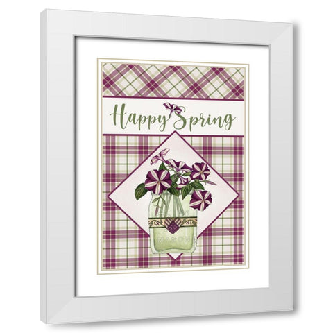 Happy Spring White Modern Wood Framed Art Print with Double Matting by Spivey, Linda