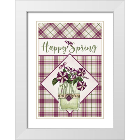 Happy Spring White Modern Wood Framed Art Print with Double Matting by Spivey, Linda