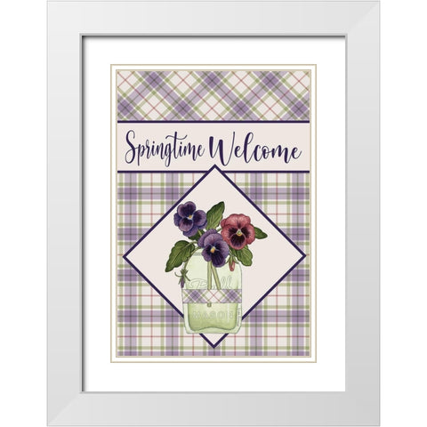 Springtime Welcome White Modern Wood Framed Art Print with Double Matting by Spivey, Linda