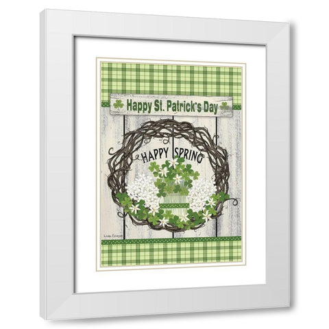 Happy St. Patricks Day White Modern Wood Framed Art Print with Double Matting by Spivey, Linda