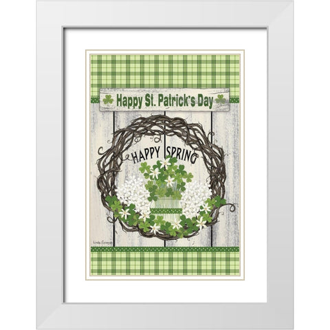 Happy St. Patricks Day White Modern Wood Framed Art Print with Double Matting by Spivey, Linda