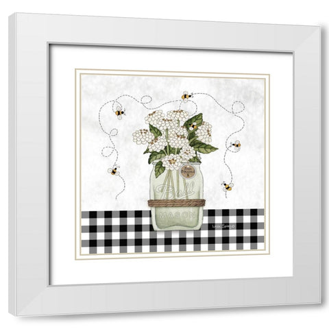 Bee Blessed White Modern Wood Framed Art Print with Double Matting by Spivey, Linda