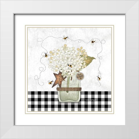 Bee Grateful White Modern Wood Framed Art Print with Double Matting by Spivey, Linda