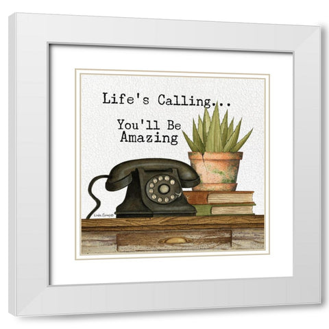 Lifes Calling White Modern Wood Framed Art Print with Double Matting by Spivey, Linda