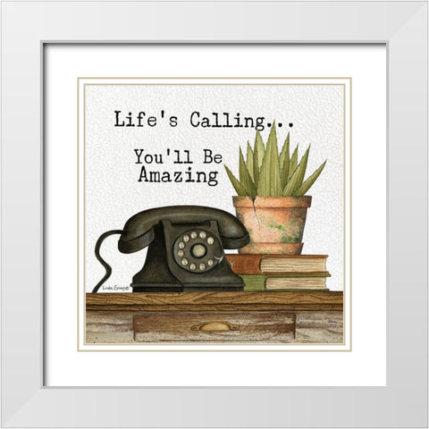 Lifes Calling White Modern Wood Framed Art Print with Double Matting by Spivey, Linda