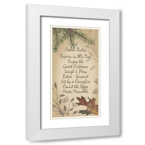 Cabin Rules White Modern Wood Framed Art Print with Double Matting by Spivey, Linda