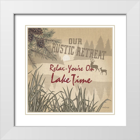 Relax - Youre on Lake Time White Modern Wood Framed Art Print with Double Matting by Spivey, Linda