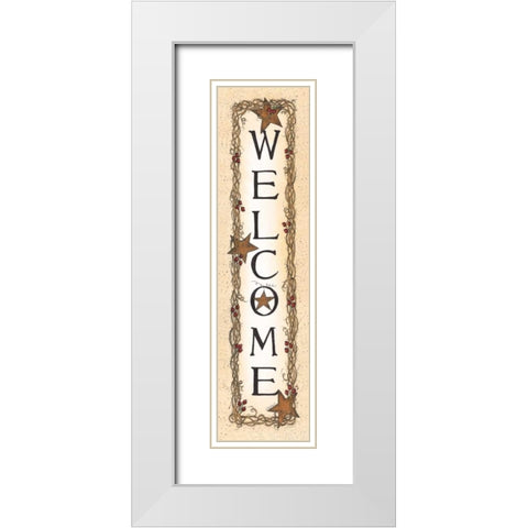 Viney Welcome White Modern Wood Framed Art Print with Double Matting by Spivey, Linda