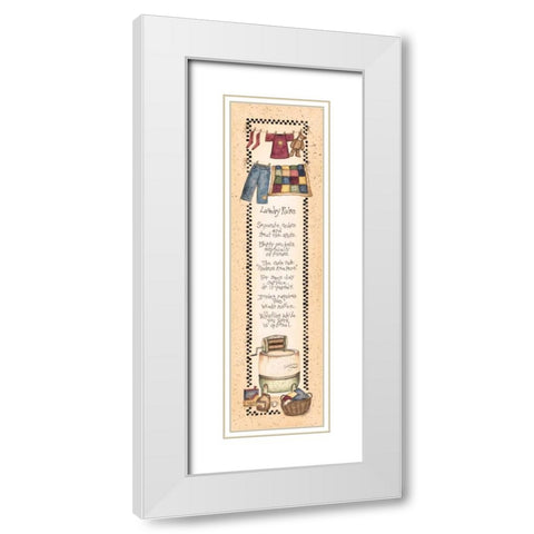 Laundry Rules White Modern Wood Framed Art Print with Double Matting by Spivey, Linda