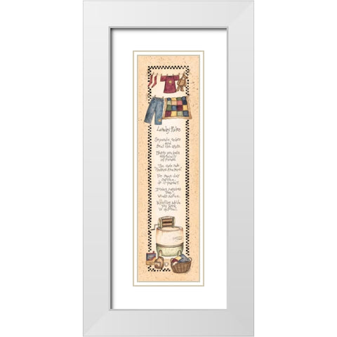 Laundry Rules White Modern Wood Framed Art Print with Double Matting by Spivey, Linda