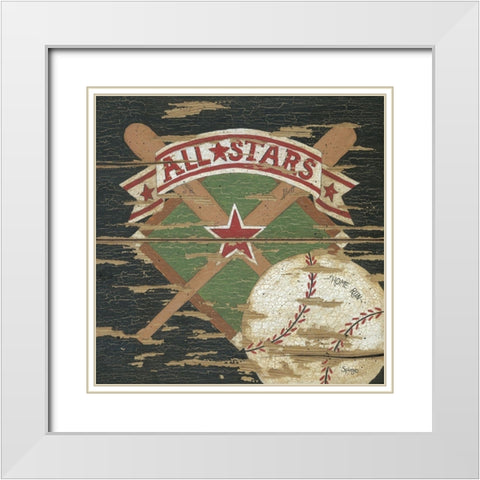 All Stars White Modern Wood Framed Art Print with Double Matting by Spivey, Linda