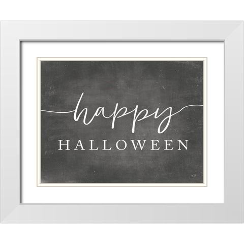 Happy Halloween    White Modern Wood Framed Art Print with Double Matting by Lux + Me Designs