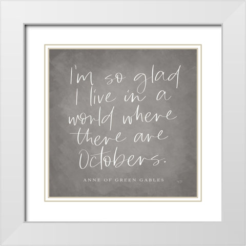 Octobers    White Modern Wood Framed Art Print with Double Matting by Lux + Me Designs