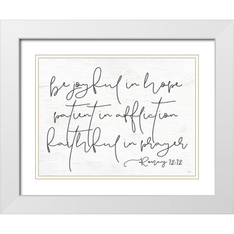 Be Joyful White Modern Wood Framed Art Print with Double Matting by Lux + Me Designs