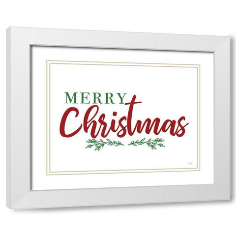 Merry Christmas White Modern Wood Framed Art Print with Double Matting by Lux + Me Designs