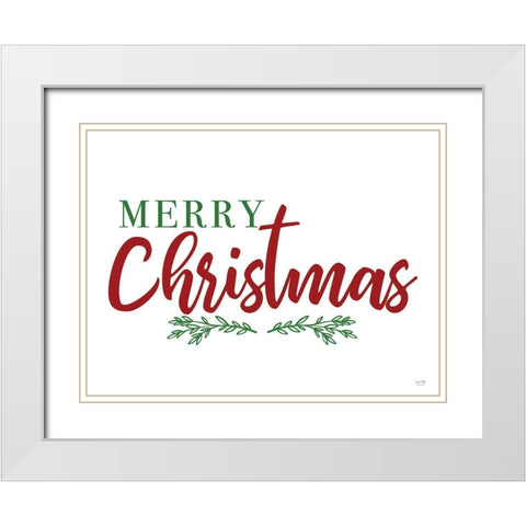 Merry Christmas White Modern Wood Framed Art Print with Double Matting by Lux + Me Designs