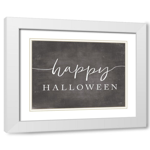 Happy Halloween White Modern Wood Framed Art Print with Double Matting by Lux + Me Designs