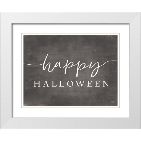 Happy Halloween White Modern Wood Framed Art Print with Double Matting by Lux + Me Designs